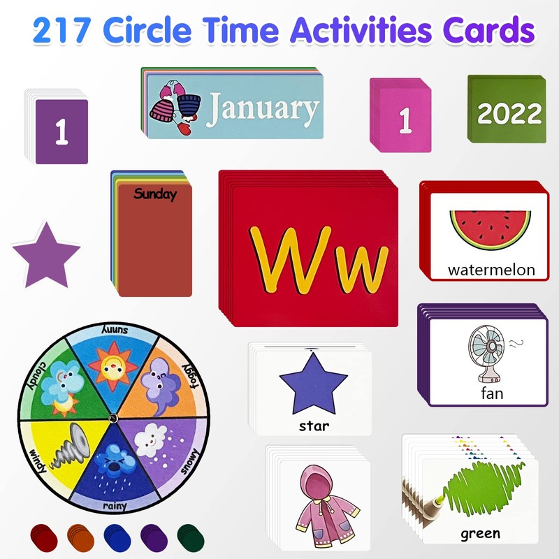 Auchq Circle Time Learning Center Pocket Chart, Heavy-Duty Kids Calendar