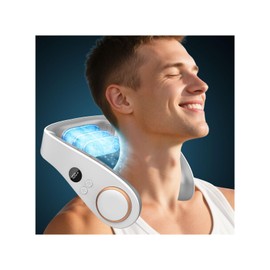 Neck Fans that Blow Cold Air Rechargeable,Portable Neck Fan Air Conditioner Battery Powered,Metal Cooling Plate Personal AC,Leafless Wear Round Hanging Neck Coolers for Hot Weather Flashes White