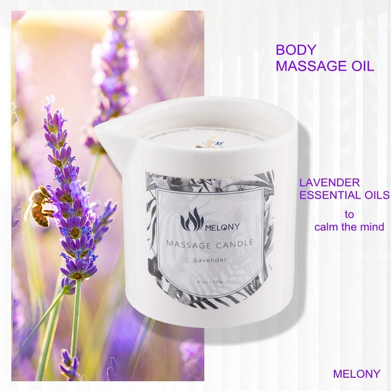 MELONY Lavender Massage Candle, 8.1oz Massage Oil & Lotion Candles