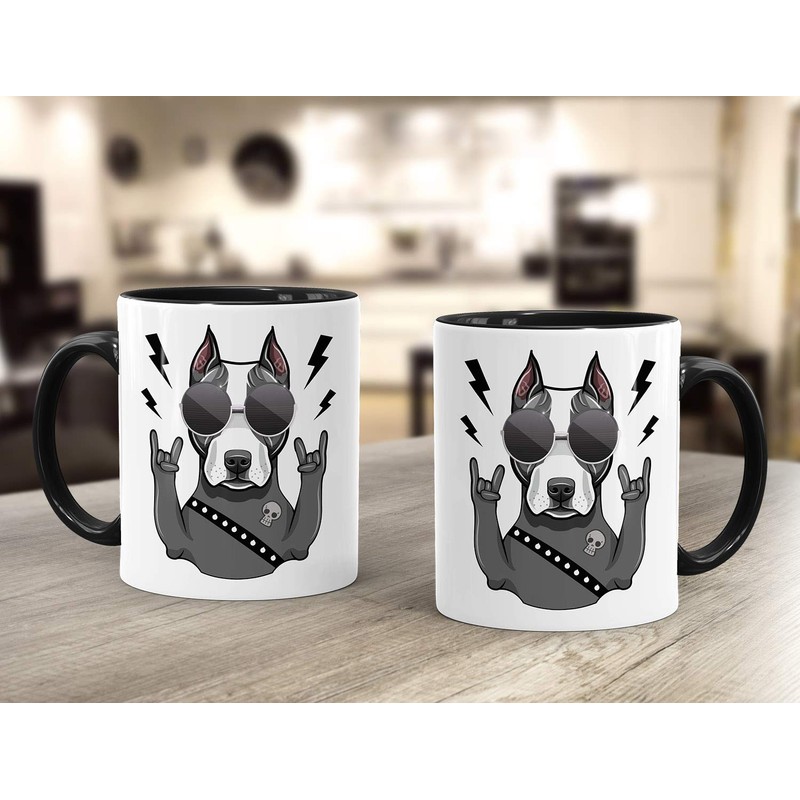 MoonWorks® Kaffee-Tasse mit Motiv Hund Heavy Metal Comicstil Metalhand Bürotasse