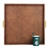 HofferRuffer Elegant Decorative Serving Tray, 20"x20" Square Faux Leather Ottoman