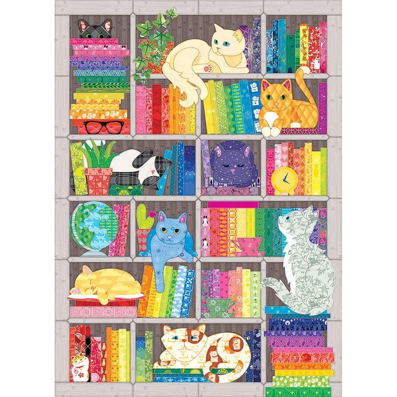Cobble Hill 1000 Piece Puzzle - Rainbow Cat Quilt -
