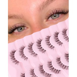 Wispy Fake Lashes Short Eyelashes Natural look Doll False Eyelashes Fluffy 13MM Eye Lashes Light Small False Lashes Demi Wispies Eyelashes for Women