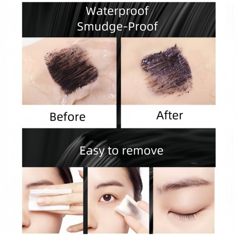 Fine Brush Mascara, Waterproof Mascara for Short/Sparse Eyelashes, Volume, Long