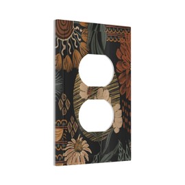 Ppzcxwp Boho Floral Outlet Cover 1 Gang Abstract Vintage Bohemian Flowers Hooks Black Retro Aesthetic Light Switch Cover Single Duplex Wall Plate Covers Switchplate Covers Electrical Faceplate