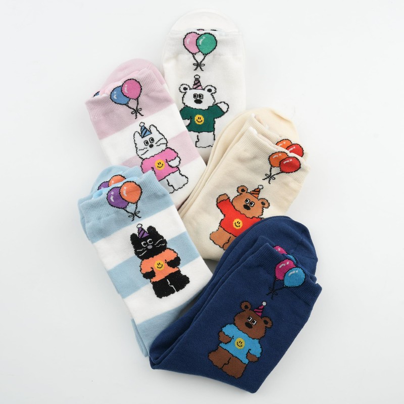 kikiya socks Women Cute Crew | 5 Pairs Cute Animal