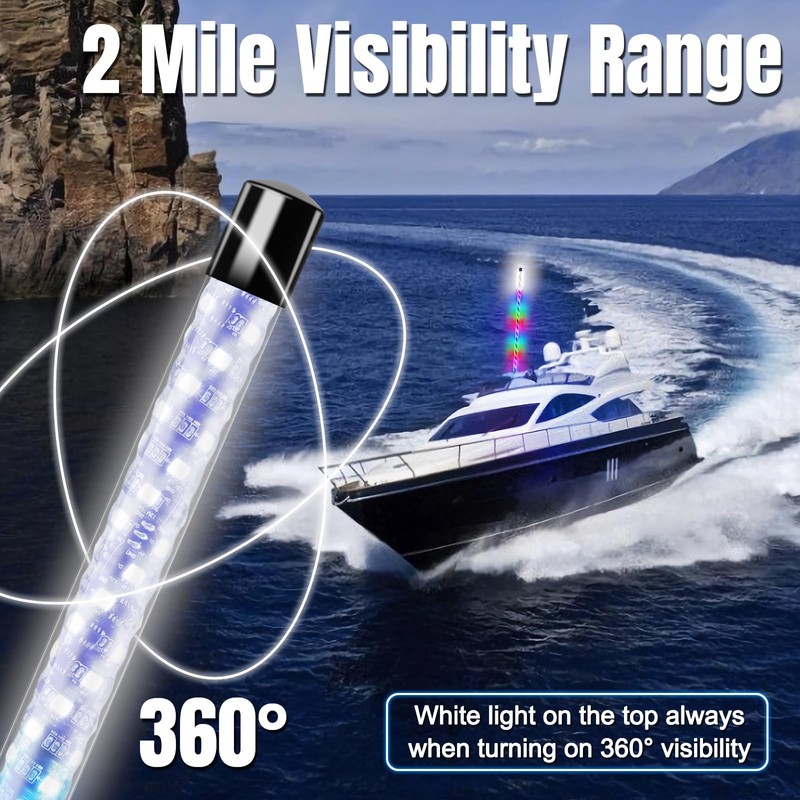 AddSafety 3FT Nav Lights for Boat, Plug-in Base Chasing Color