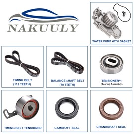 Nakuuly Timing Belt Kit with Water Pump Compatible with 1994-2002 Honda Accord, 1998 Odyssey, 1997-1999 Acura CL, 1998-1999 Isuzu Oasis 2.2L 2.3L L4 SOHC 16V Engine F22B1 F23A1 F23A4 F23A5 F23A7