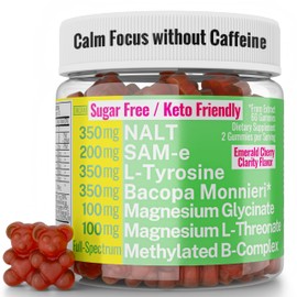 L-Tyrosine Bacopa Monnieri N-Acetyl-L-Tyrosine NALT Magnesium L-Threonate & Glycinate Methylated Vitamin B Complex Gummies, Caffeine Gum Supplement Pill Capsule Powder Tablet Tincture Alternative