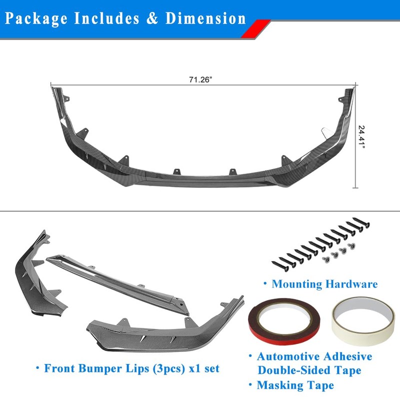 Rolling Gears Front Bumper Lip Spoiler Compatible with 2020-2025 Toyota