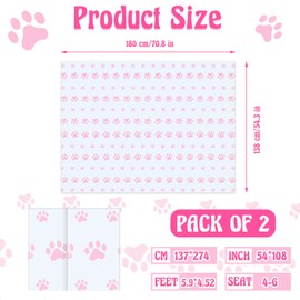 Tatuo 2 Pieces Puppy Paw Print Plastic Tablecloth Disposable Table Cover Puppy Themed Birthday Party Decorations for Dog Party Supplies (Pink,71 x 54 Inch)