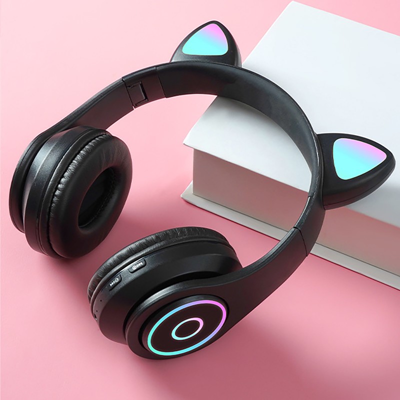 Cat Ear Bluetooth Headset Cute Stereo Adjustable Rechargeable Wireless Music