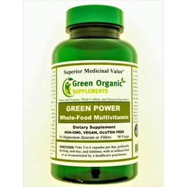 Green Organic Supplements Green Power Multivitamin, Whole Food Multivitamin, 90 VCaps, Hand Made, Non-GMO, Vegan, Gluten Free, Made with Organic, Wild-Crafted, and Natural Ingredients