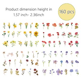 Andiker Pack of 160 Scrapbooking Stickers, Transparent Natural Themed Plant Stickers for DIY Crafts, Diary, Letters, Notebook and Calendar Decoration (b)