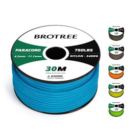 BROTREE Paracord 750lb 4.2mm 30M 100% Nylon Rope 11 Strands Parachute Cord Type IV for Survival, Outdoor and DIY - 340kg Breaking Load (Blue)
