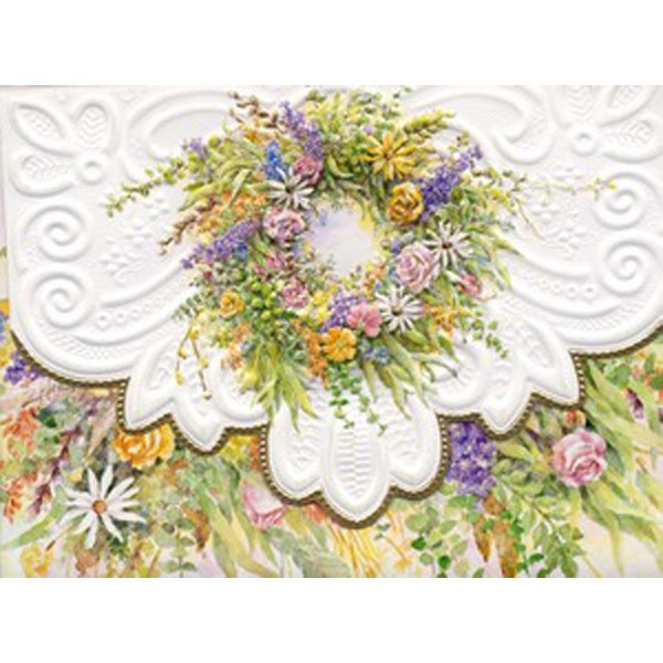 Carol Wilson Fine Arts Rose Garden Wreath Portfolio Blank Card Set, 10-Piece