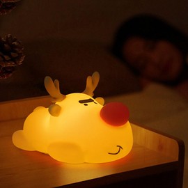 AVACOM Baby Night Light, 3-Level Dimmable Rechargeable Nursery Nightlight, Timed Reindeer Bedside Touch Light Baby Room Decor, Suitable for Infants and Children During Lactation