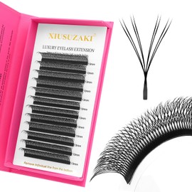 XIUSUZAKI Lash Extensions Double Tips 4D Eyelash Extensions W Shape 0.07mm Thickness D Curl 13mm Premade Fans Easy Fan Volume Lashes Matte Black Crisscross(W-4D-Double Tips-0.07-D,13mm)