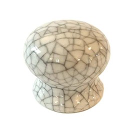 French Furniture Fittings Set of 6 Ceramic Knobs Cream Crackle Glaze (FFF) - Kitchen Cabinet Cupboard Door knobs, Cupboard, Chest, Furniture, Drawer Handles - Vintage Shabby Chic (Diameter 40mm)