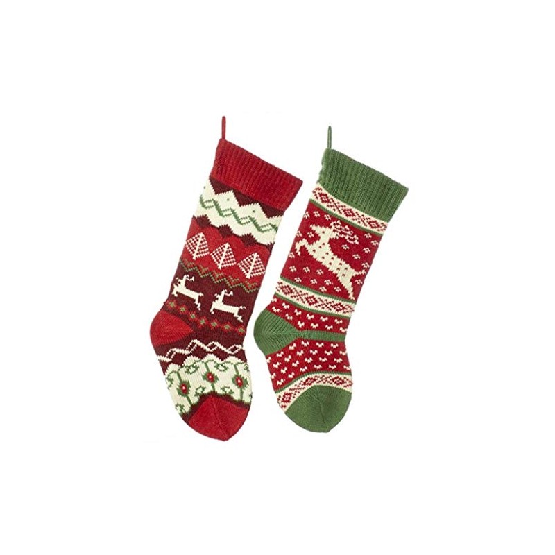 Kurt Adler 20-inch Knit Reindeer Stockings 2 Assorted