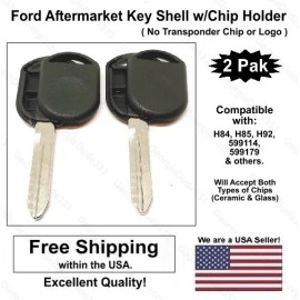 Aftermarket Products 2Pak: Ford Replacement Key Shell Case w/ Chip Holder. H84 H85 H92 SA - No Chips