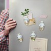 4PCS 3D Ceramic Vase Fridge Magnets, Decorative Ceramic Flower Vase