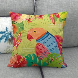 KUNQIAN Cushion Covers Outdoor Waterproof Tropical Flamingo Summer Throw Pillow Cover Set of 4 18x18 inch Home Decorative for Patio Furniture Bench Couch Decor 45X45cm
