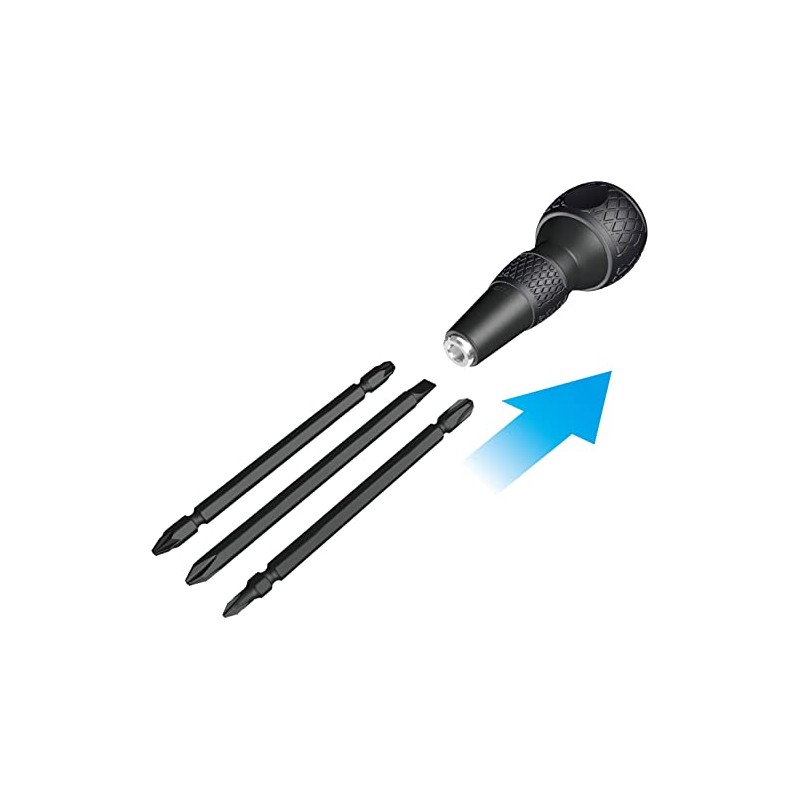 VESSEL BALL GRIP 1/4" Hex. Bit Interchangeable Screwdriver (Bit 3PC.