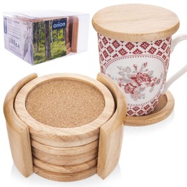Cup Coasters, Wooden Coasters, Cup Mats, Coasters, Set of 6 with Stand