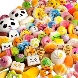 Yunko Set of 30 Stress Relief Goods, Squeeze Toy, Decompression Goods, Memory Foam, Pleasant Texture, Non-Toxic, Cute, Soft, Fluffy Toy, Food Toy, Funny, Birthday, Children's Day, Present, Gift for Kids, Adults