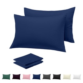 Rohi Pillow Cases 2 Pack 100% Microfibre Pillowcases – Envelope Closure Standard Size 50 x 75 cm Pillow Covers – Ultra Soft, Hypoallergenic & Durable Pillow Cases (Navy – 50 x 75 cm)