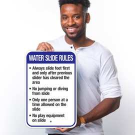 Arkansas Water Slide Rules Sign, Complies with State of Arkansas Pool Safety Code, 12x18 Inches, 55 mil Thick HDPS (high Density polystyrene), Made in USA