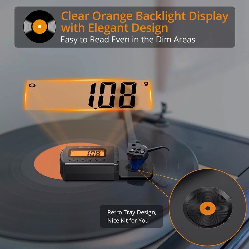 Neoteck Digital Turntable Stylus Force Scale Gauge 0.01g/5.00g Orange LCD