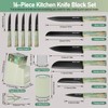 16-Piece Kitchen Knife Block Set with Cutting Board - German