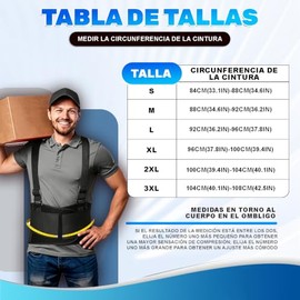 Soporte lumbar para Hombres y Mujeres, Faja para cargar peso hombre Ajustable, Cintura Envolvente de 360, Diseño con dos tirantes, Proteger los múscul