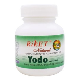 Yodo natural 30 cápsulas de 500 mg Riket | Iodine | Encino de Mar | Vitaminas | Minerales | 100% Natural | Suplemento Alimenticio | Adultos | Hombres y Mujeres