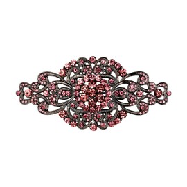EVER FAITH Crystal Glamour Vintage Jewelry for Women, Rhinestone Art Deco Flower Symmetrical Vase Brooch Purple Black-Tone