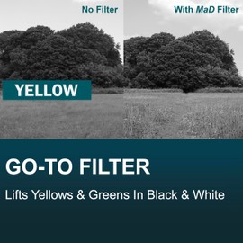 MaD Camera - 55mm Yellow Colour Correction Filter - Reduces Glare & Enhances Contrast - Premium Camera Lens Filter for DSLRs