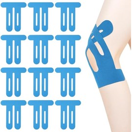 MEISO Precut Kinesiology Tape for Knees,12 Pcs Waterproof & Breathable Sport Tape Breathable Kinesiology Athletic Tape Strips Flexible & Waterproof Knee Support Stickers for Knee Pain & Stability