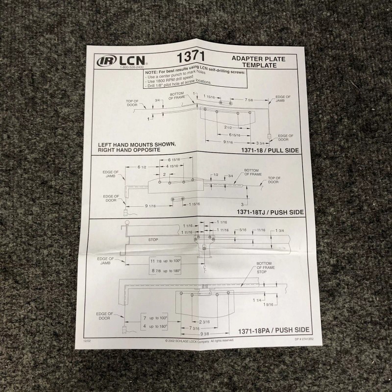LCN 1370 18PA Drop Plate For 1371 Series Door Closer