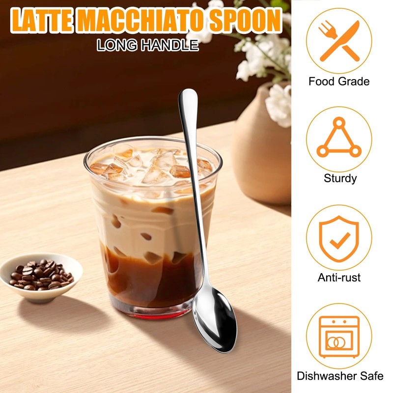 30 Pieces 19 cm Stainless Steel Long Teaspoons Latte Spoons