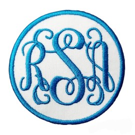 Monogram Vine Font Circle Patch Iron-on or Sew-on Applique Embroidered Patch for Uniforms, Backpacks, Christmas Stockings, Luggage - 002