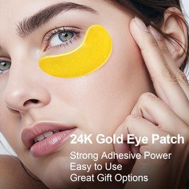 Under Eye Patches - 24K Gold Eye Mask for Puffy Eyes and Dark Circles, Wrinkles, Fine Lines, Collagen Skin Care Products, Gel Eye Patches for Dark Circles, Puffy Eyes, Undereye Bags (Gold, 24 Pairs)