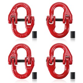 NORJIN 4 Pack 3/8” G80 Alloy Steel Hammerlock Coupling Link Connecting Link, Painted Finish Hammerlock Coupler 7100 lbs Working Load Limit