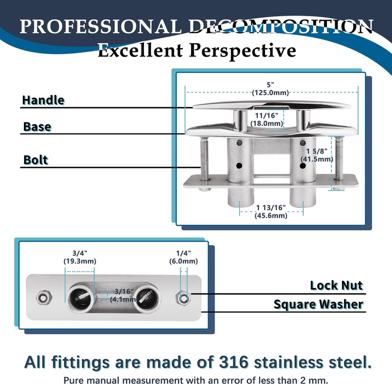 SHENGHUISS Boat Pull Up Deck Cleat 316 Stainless Steel Retractable