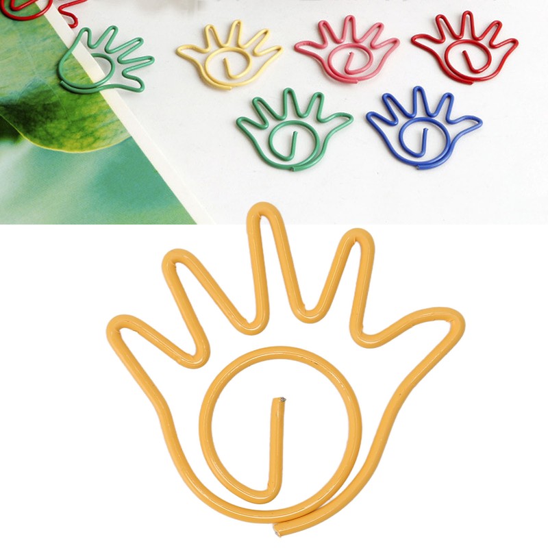 100Pcs Paper Clip Metal Hand Shaped Design Rustproof Paperclip Decoration