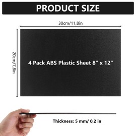 GBACHOOSE Pack of 4 Plastic Plates, 20 x 30 cm ABS Plastic Plate, Plastic Plate 5 mm, Plastic Panels Black, Plastic Plate for Home Decoration, Model Making, Crafts, Mudguards