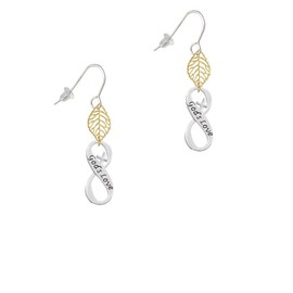 Delight Jewelry God's Love Infinity Sign Goldtone Leaf French Earrings