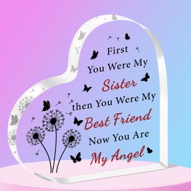 SMARGO Sister Memorial Gifts Sympathy Gifts for Loss of Sister Acrylic Plaque In Memory of Sister Plaque Bereavement Condolences Funeral Grief Sympathy Gifts Acrylic Heart Keepsake