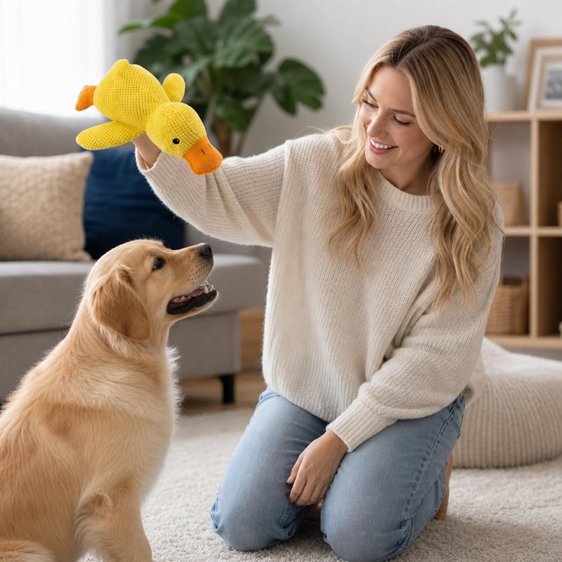 Efuwfugc 1 Count Duck Dog Toy, Duck Plush Dog Toy
